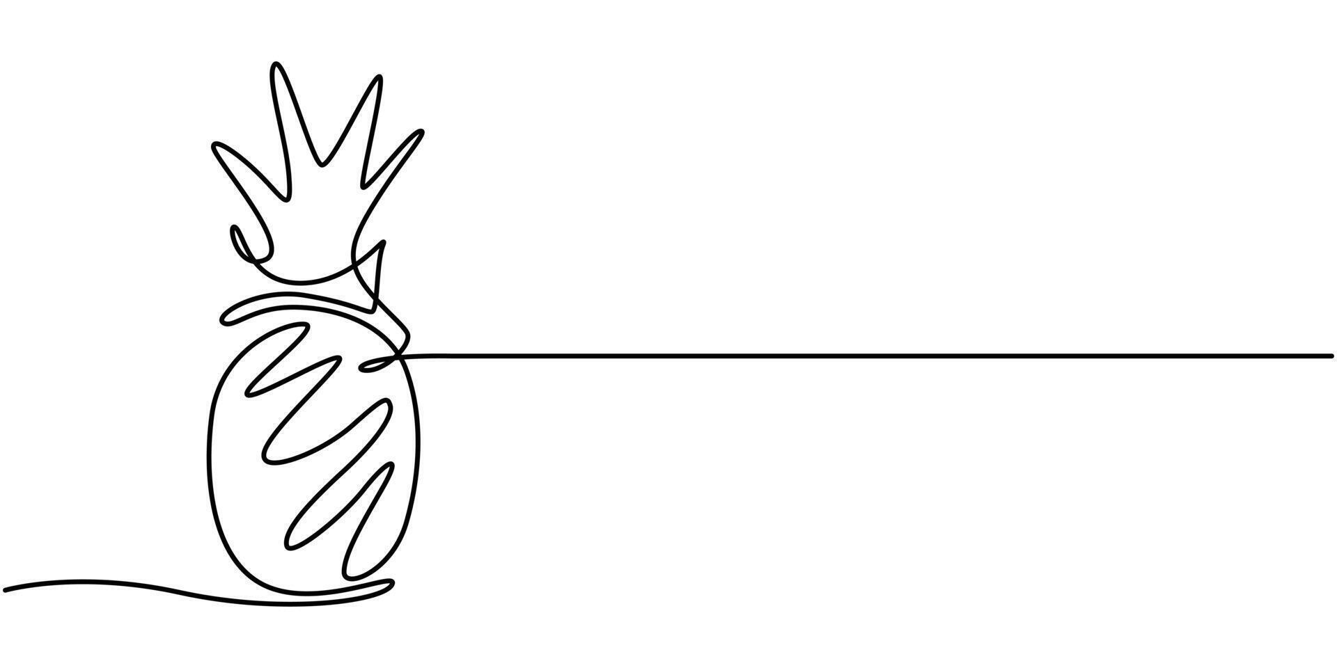 Fresh Pineapple Continuous Line Editable Stroke Line On a White background vector