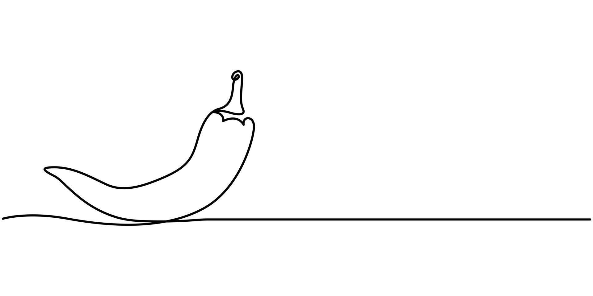 Chilli pepper icon Continuous Line on white background vector