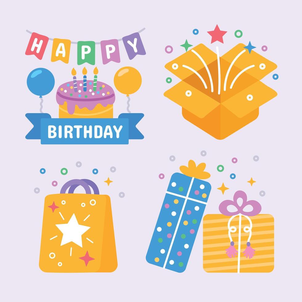 set of gift icons for a party and birthday vector