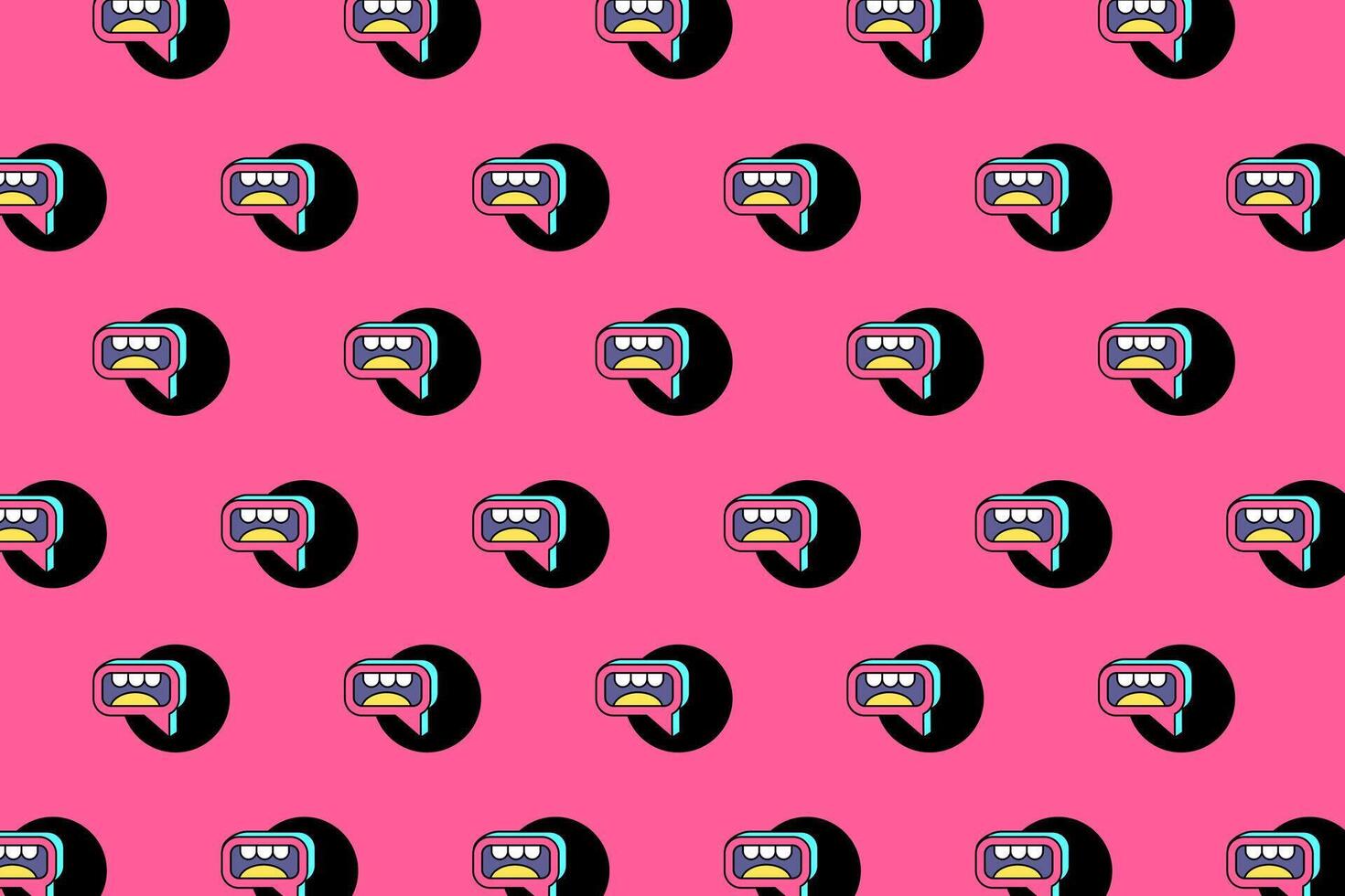 Funny speech mouth pattern on pink background. Funny wallpaper. Modern illustration background vector