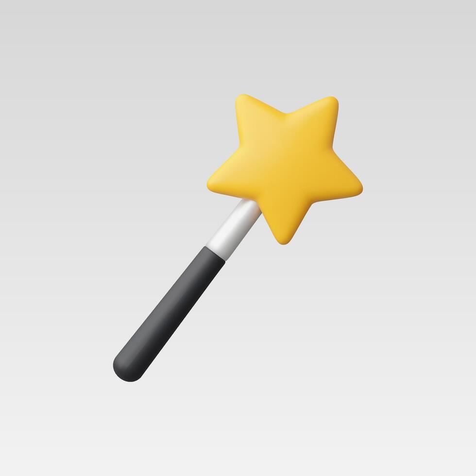3d Realistic Magic wand stick with star illustration vector