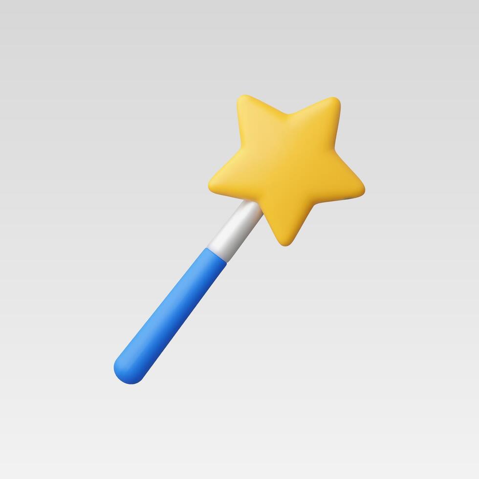 3d Realistic Magic wand stick with star illustration vector
