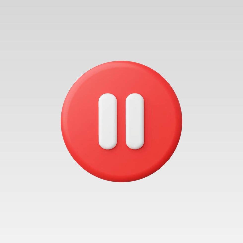 3d Realistic Pause Icon illustration vector