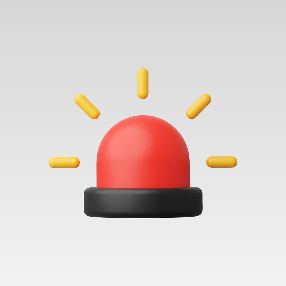 3d Realistic Flashing red siren Icon illustration vector