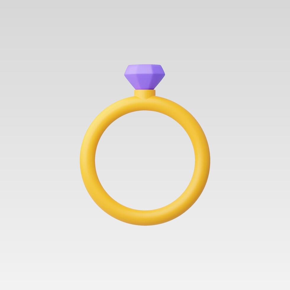 3d Realistic Diamond ring Icon illustration vector