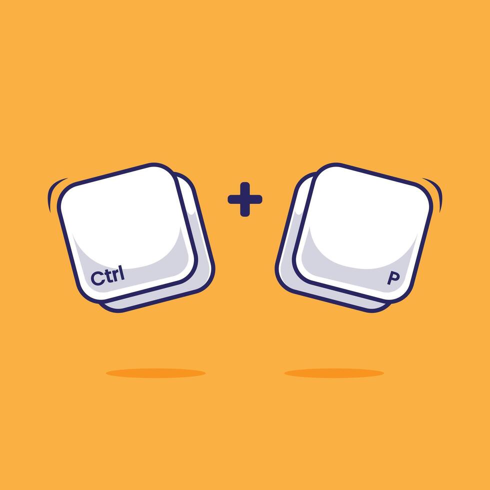 Computer keyboard combination shortcut Ctrl P icon, mascot, symbol object fast typing technology keyboard shortcut automation vector
