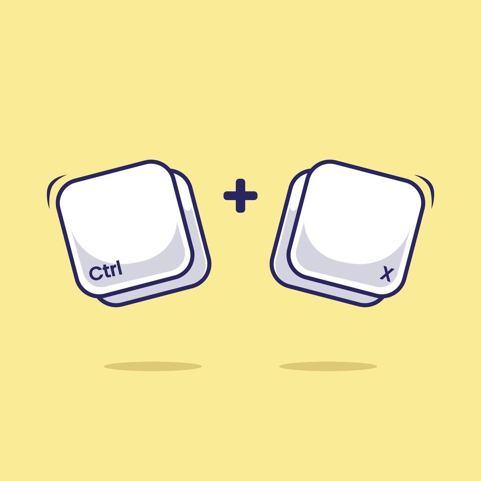 Computer keyboard combination shortcut Ctrl X icon object symbol fast typing technology illustration. Work efficient innovation on computer program vector
