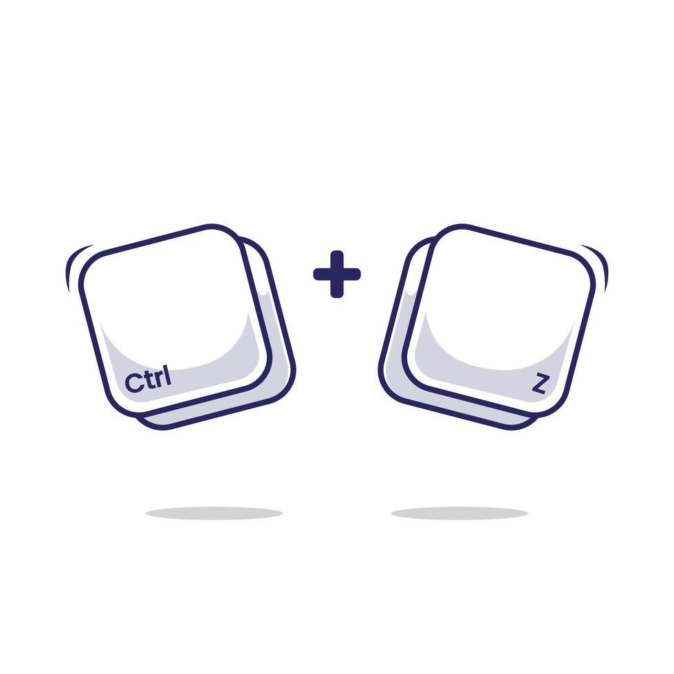 Computer keyboard combination shortcut Ctrl Z icon, button, symbol fast typing technology illustration. Work efficient innovation on computer typing vector