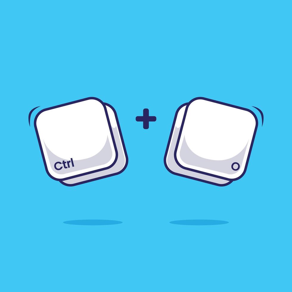 Computer keyboard combination shortcut Ctrl O icon, button, symbol object Customizable keyboard shortcut automation and timesaving programming vector