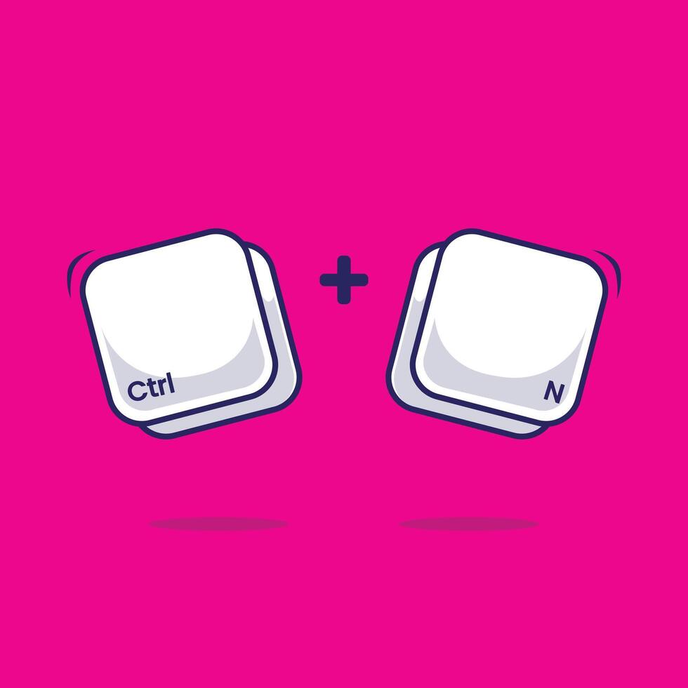 Computer keyboard combination shortcut Ctrl N icon symbol fast typing technology illustration program vector