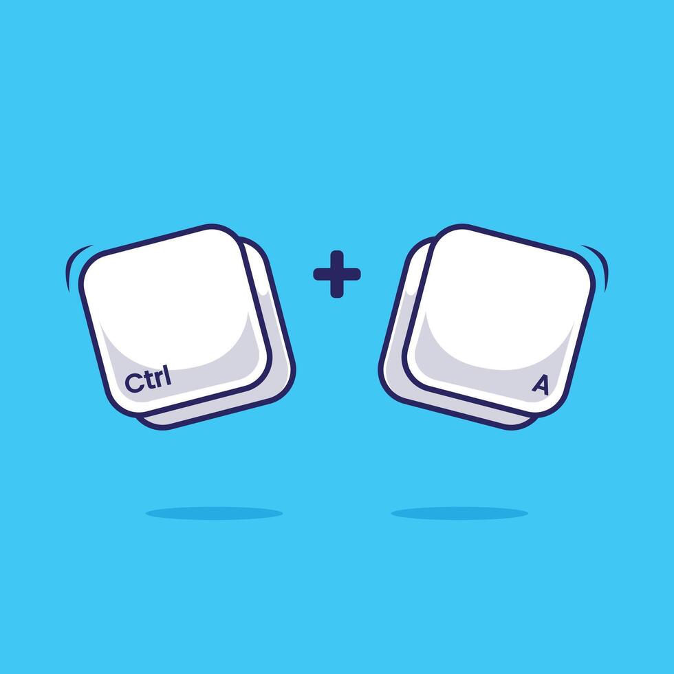 Computer keyboard combination shortcut Ctrl A icon symbol. Customizable keyboard shortcut automation and timesaving programming vector