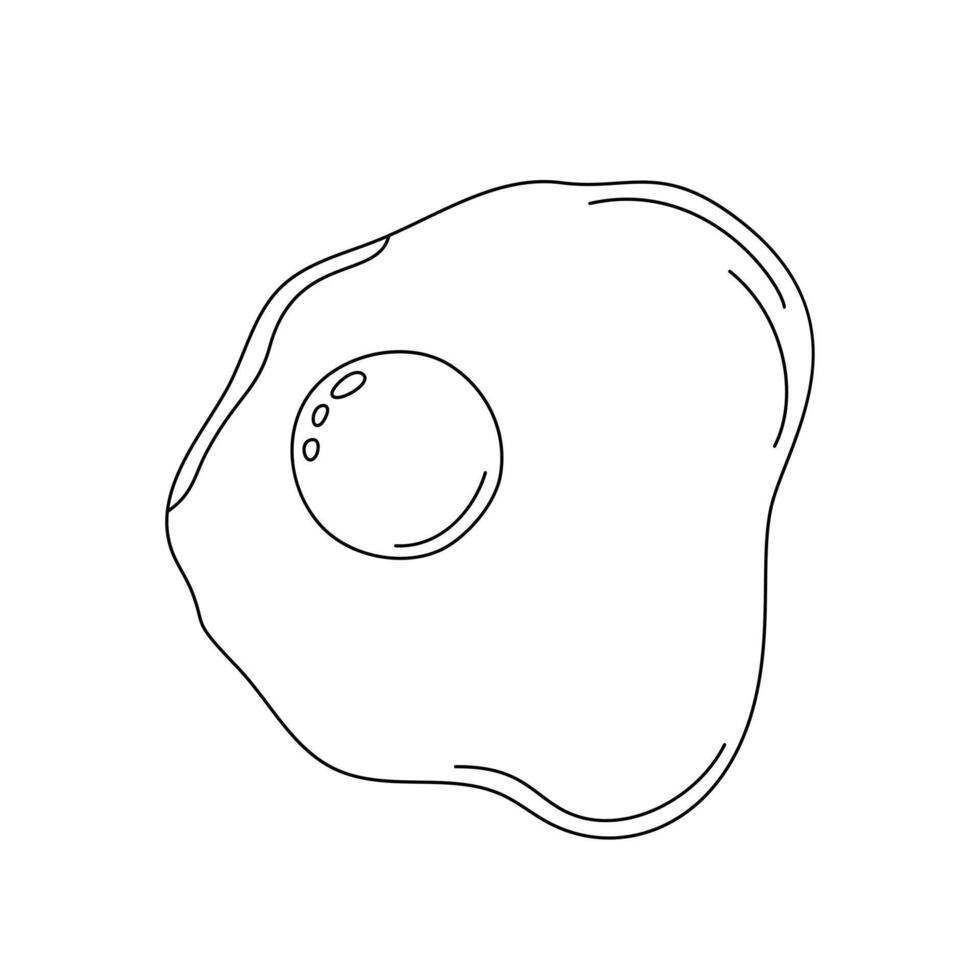 Fried eggs hand drawn illustration in a simple outline , classic breakfast dish rich in protein. Ideal for menus, posters, or health-focused designs, representing a nutritious, organic meal vector
