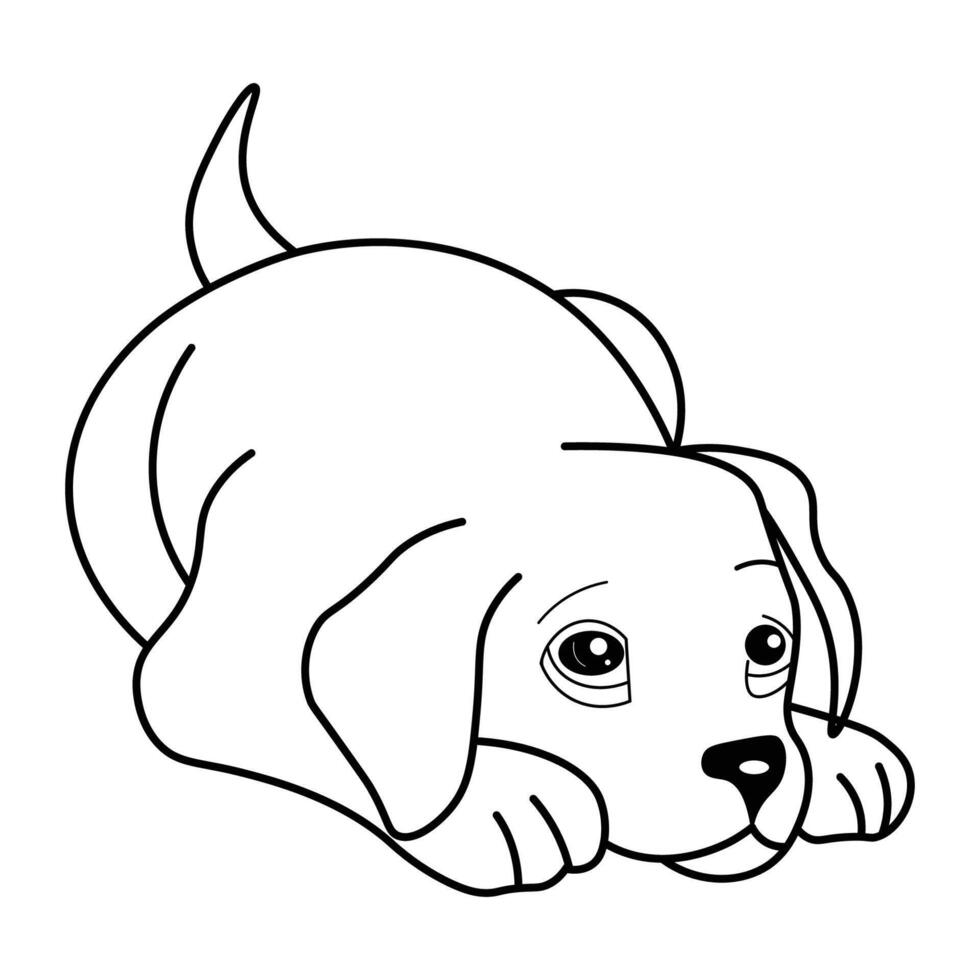 Cute puppy outline drawings vector