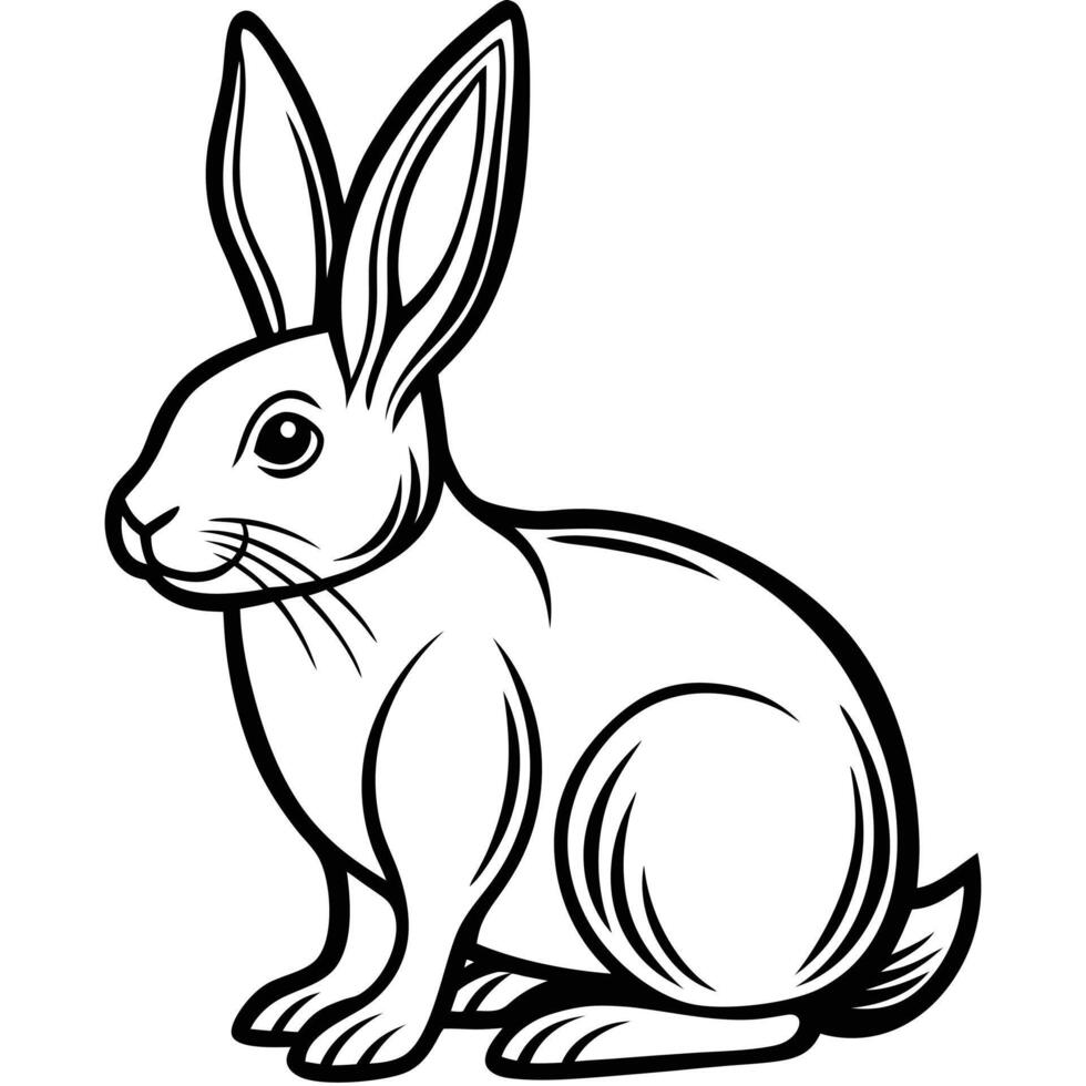 Single Line Rabbit Illustration Sitting Gracefully. vector