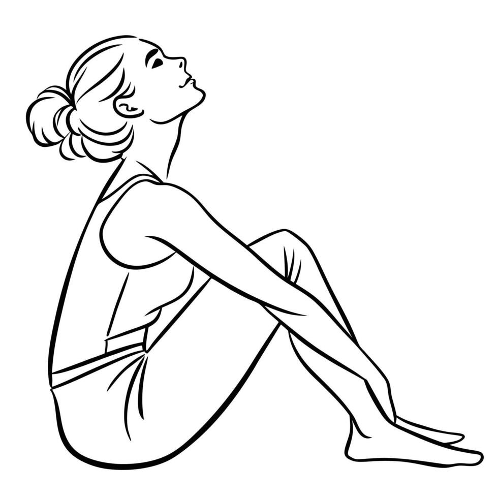 Minimalistic Woman in Warrior Yoga Pose. vector