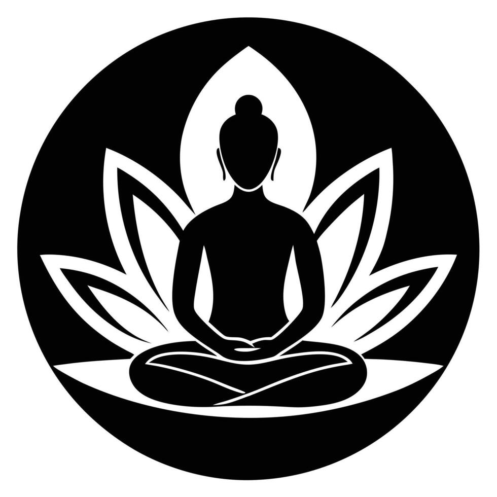 Minimalist Buddha Silhouette Icon for Zen Meditation and Balance. vector