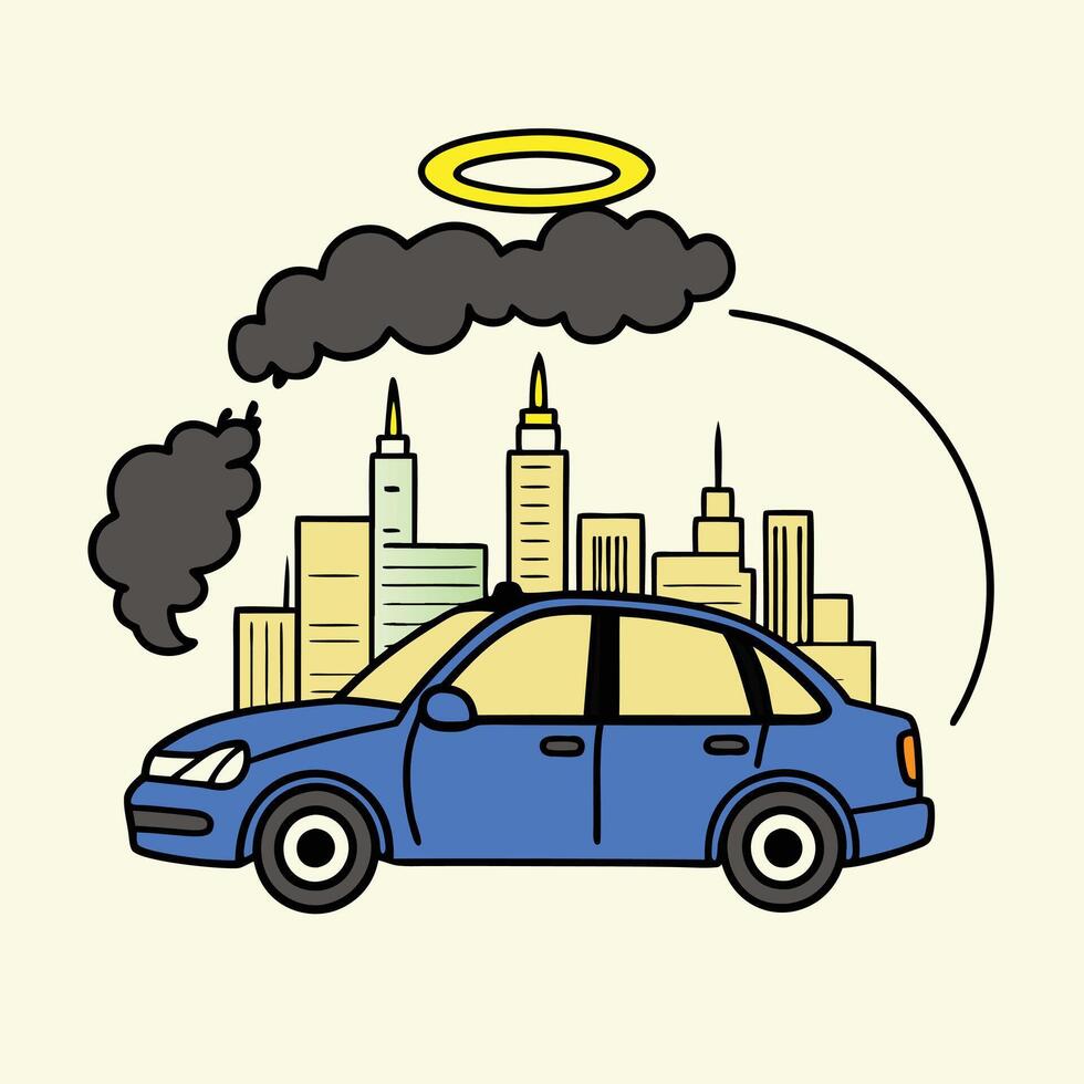 Contrasting Vehicles Eco-Friendly Electric Car and Gas-Powered Model.ps vector