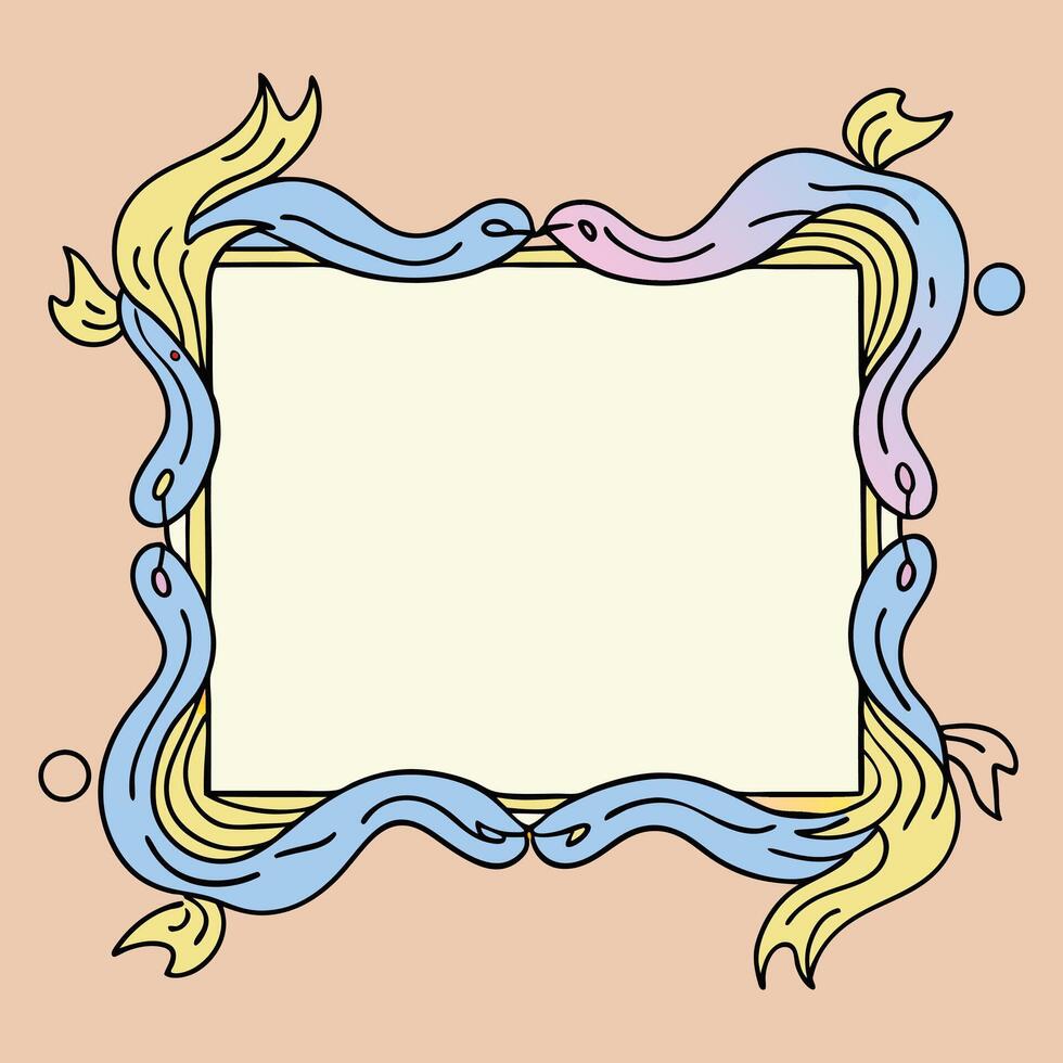 Artistic Rectangular Border with Elegant Ornamental Details. vector