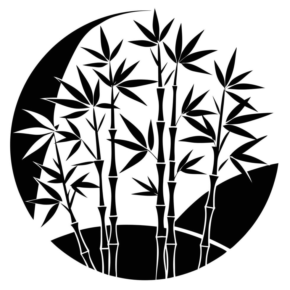 Black-and-White Bamboo Silhouette Simple and Stylish Decor vector
