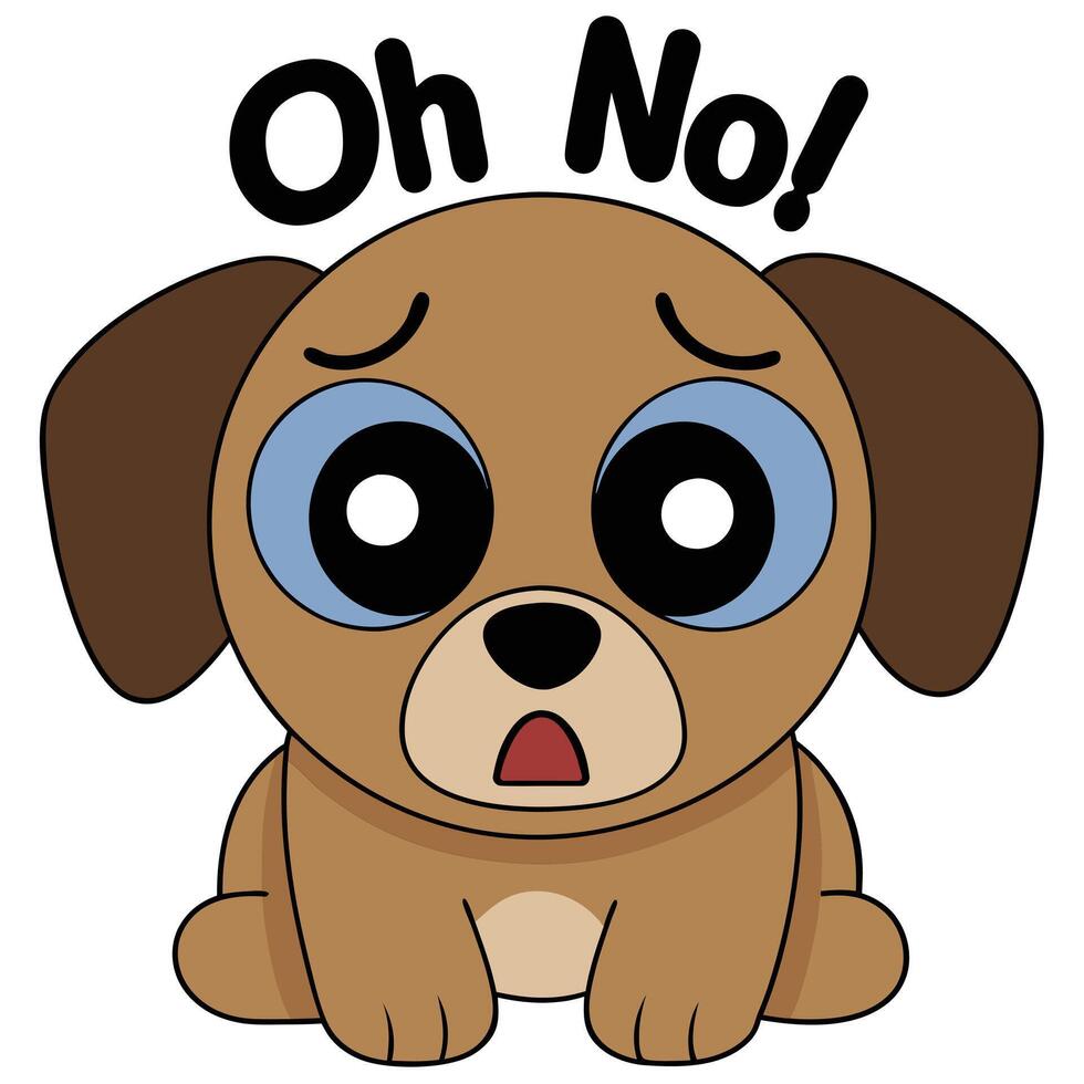 Heartwarming Droopy-Eared Puppy Illustration with Tearful Eyes. vector