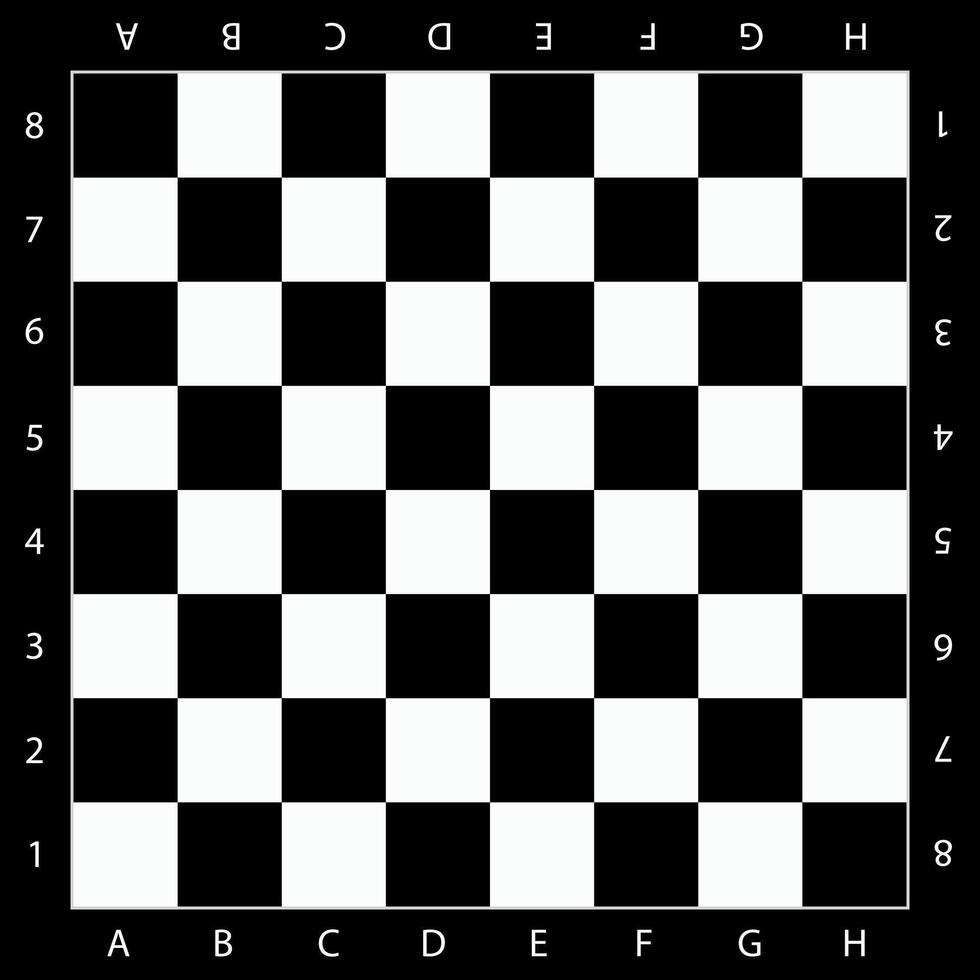 Classic black and white chess board with letters and numbers design. vector