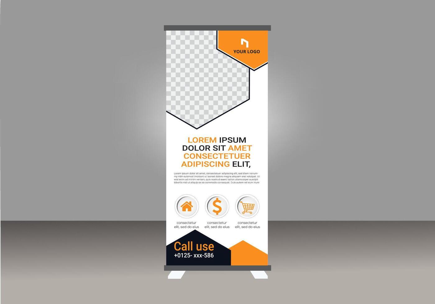 set of modern roll up banner stand design vector