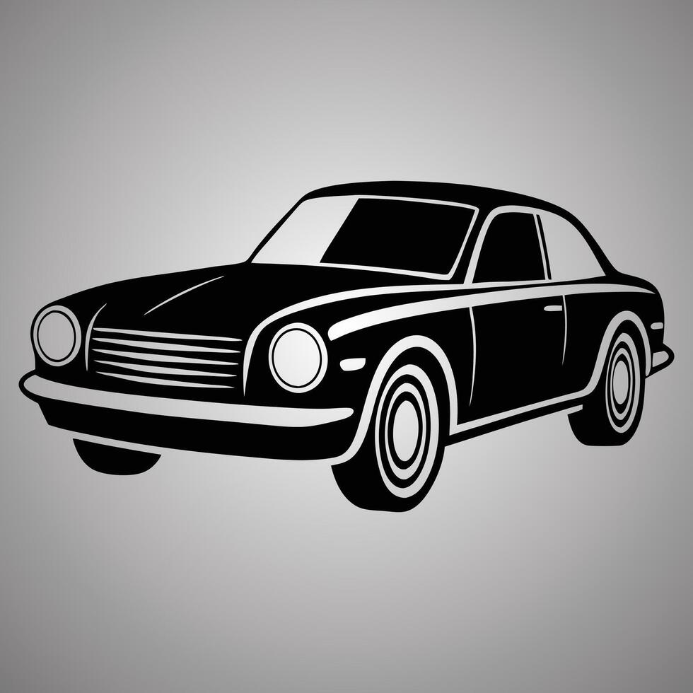 A Modern car coupe, abstract silhouette on white background. Vehicle icons view from side vector