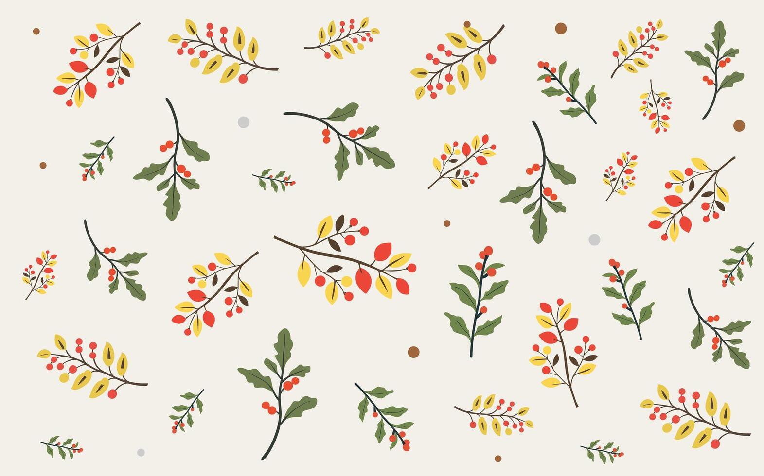Winter branches arranged in a Christmas winter pattern. Wintertime holiday illustration vector