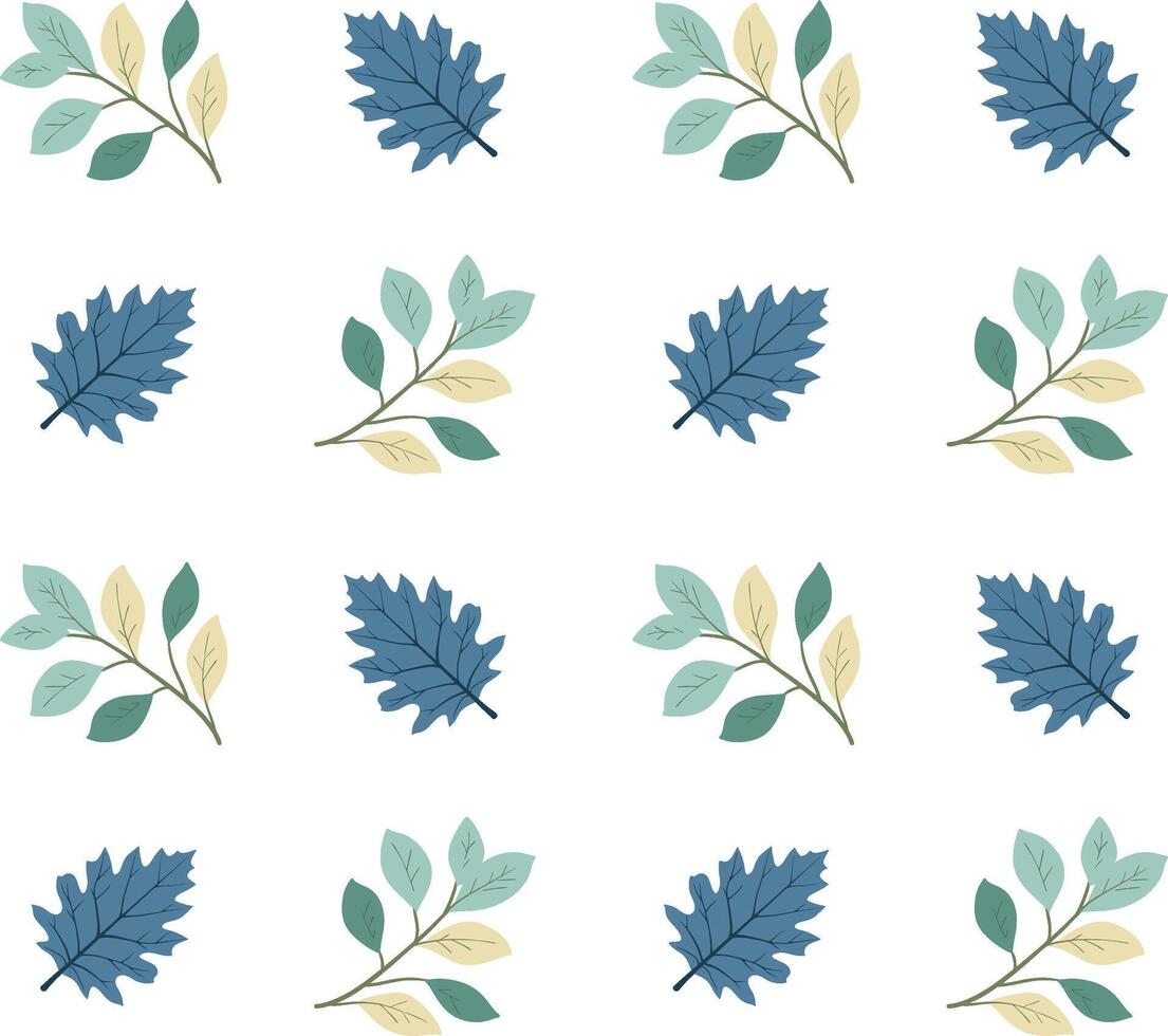 Leaves and branches in cold color palette against pure white background. Wintertime, seasonal illustration background vector