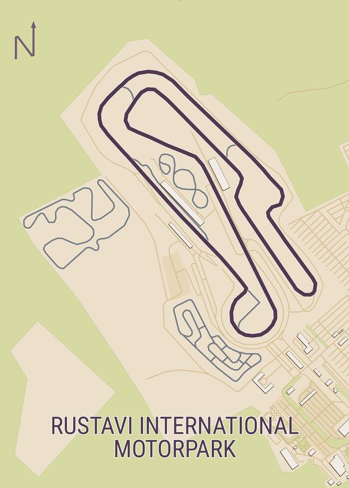 Rustavi International Motorpark, Georgia, Race track map poster art vector