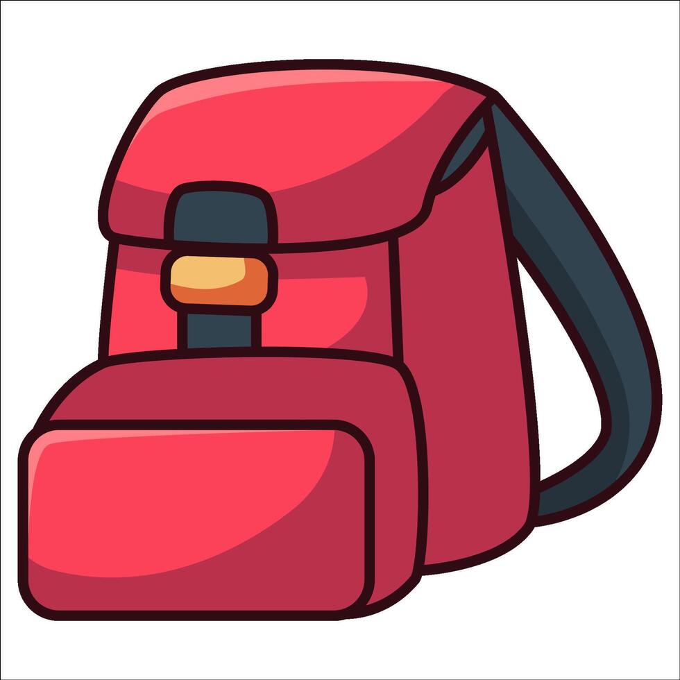 Red backpack on white background vector