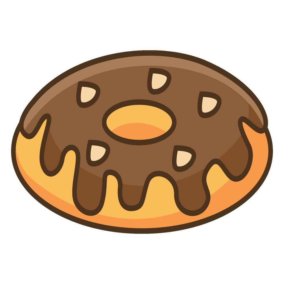 Chocolate donut on white background vector