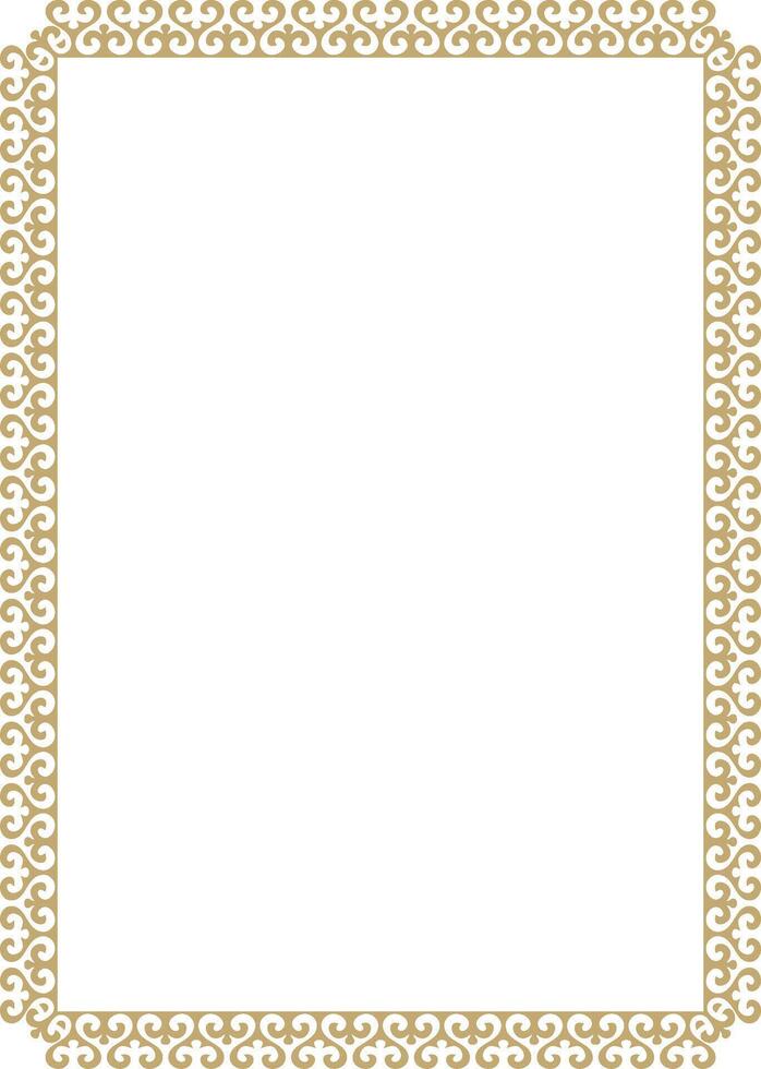 golden square Kazakh national ornament. Ethnic pattern of the peoples of the Great Steppe, vector