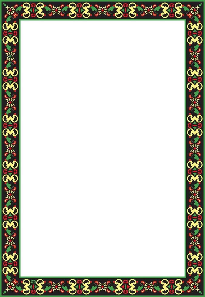 square colored ancient Russian ornament. Slavic rectangle, border, frame. Painting of the royal chambers. vector
