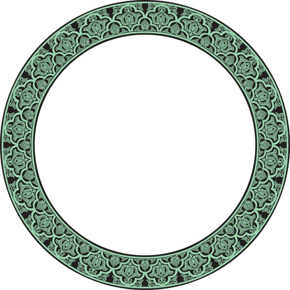 green round oriental ornament. Arabic patterned circle of Iran, Iraq, Turkey, Syria. Persian frame, border. vector