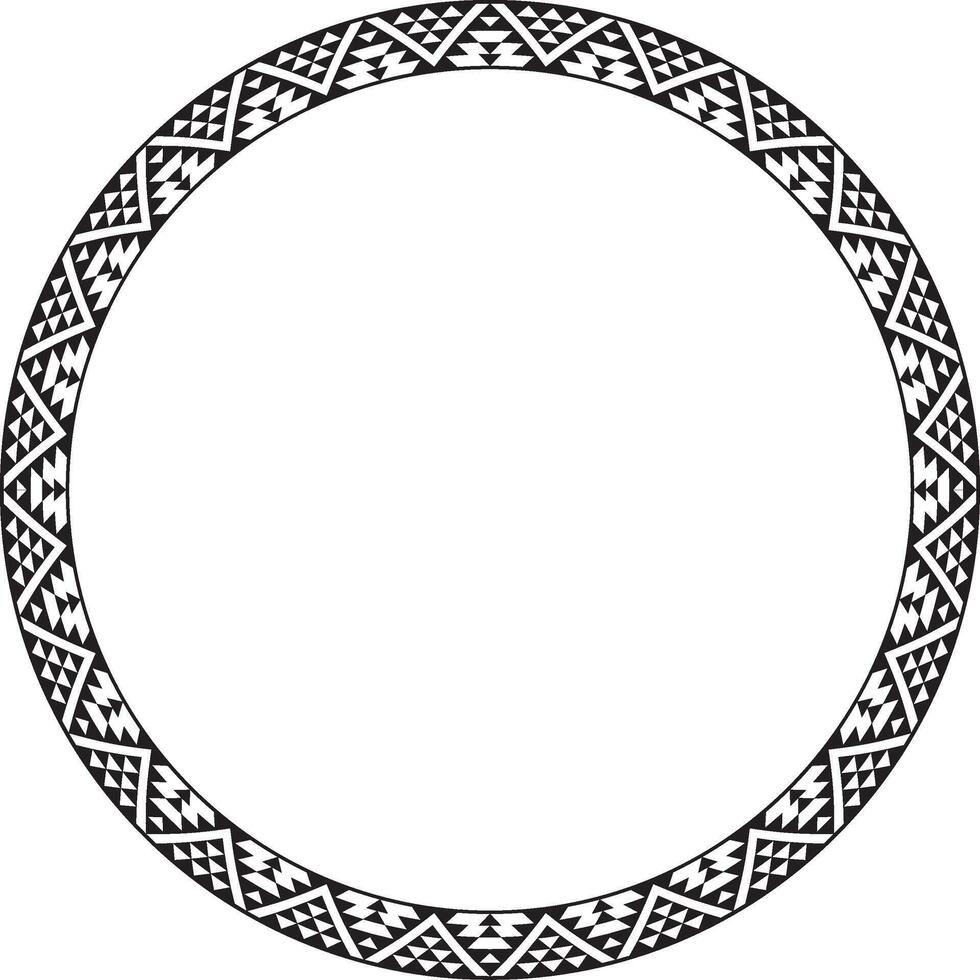 monochrome round ornament of Native Americans, Aztecs. Circle border of the tribes of South and Central America. vector