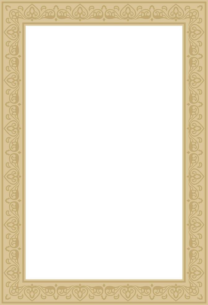 square gold ancient Russian ornament. Slavic rectangle, border, frame. Painting of the royal chambers. vector