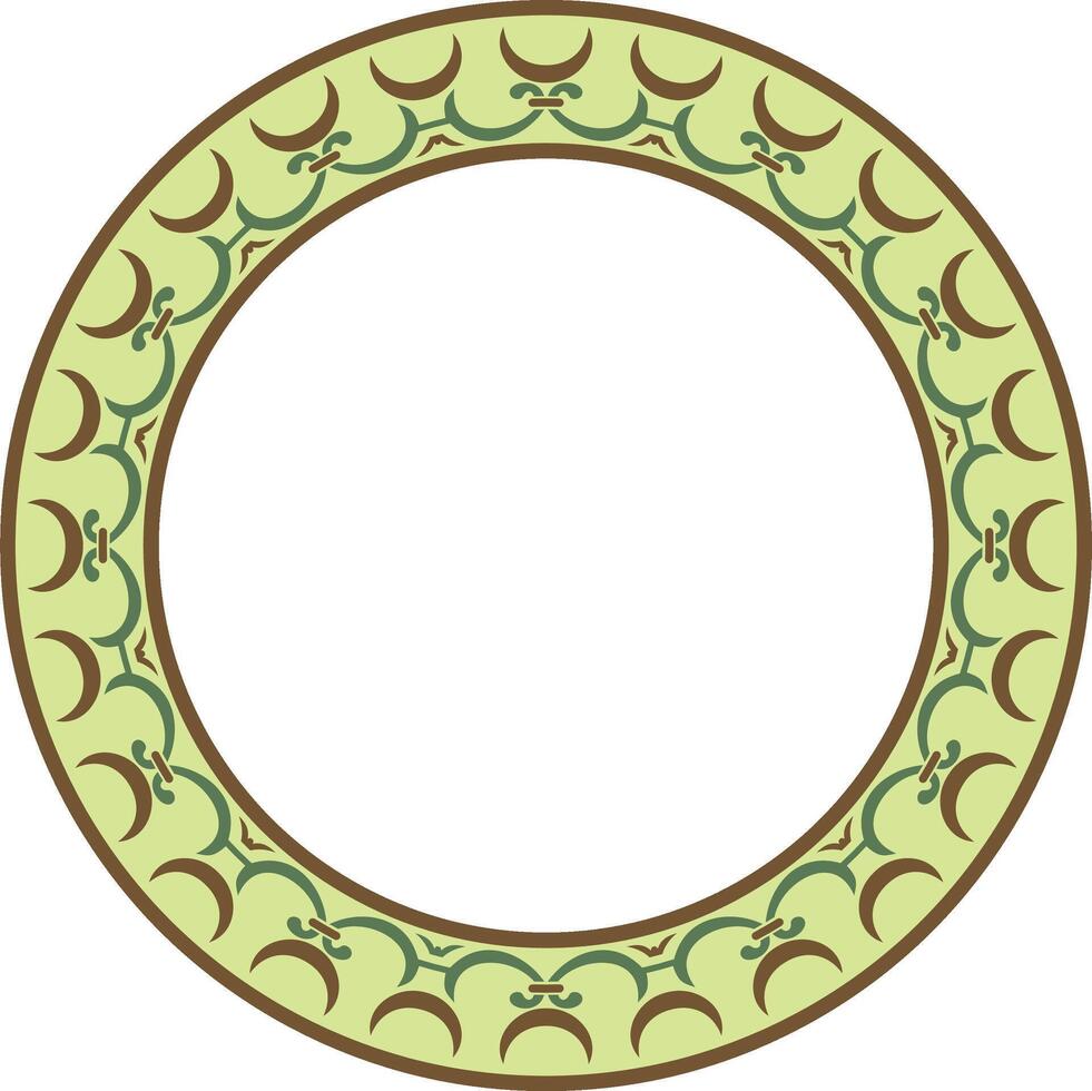 colored round classic renaissance ornament. Circle, ring, european border, revival style frame vector