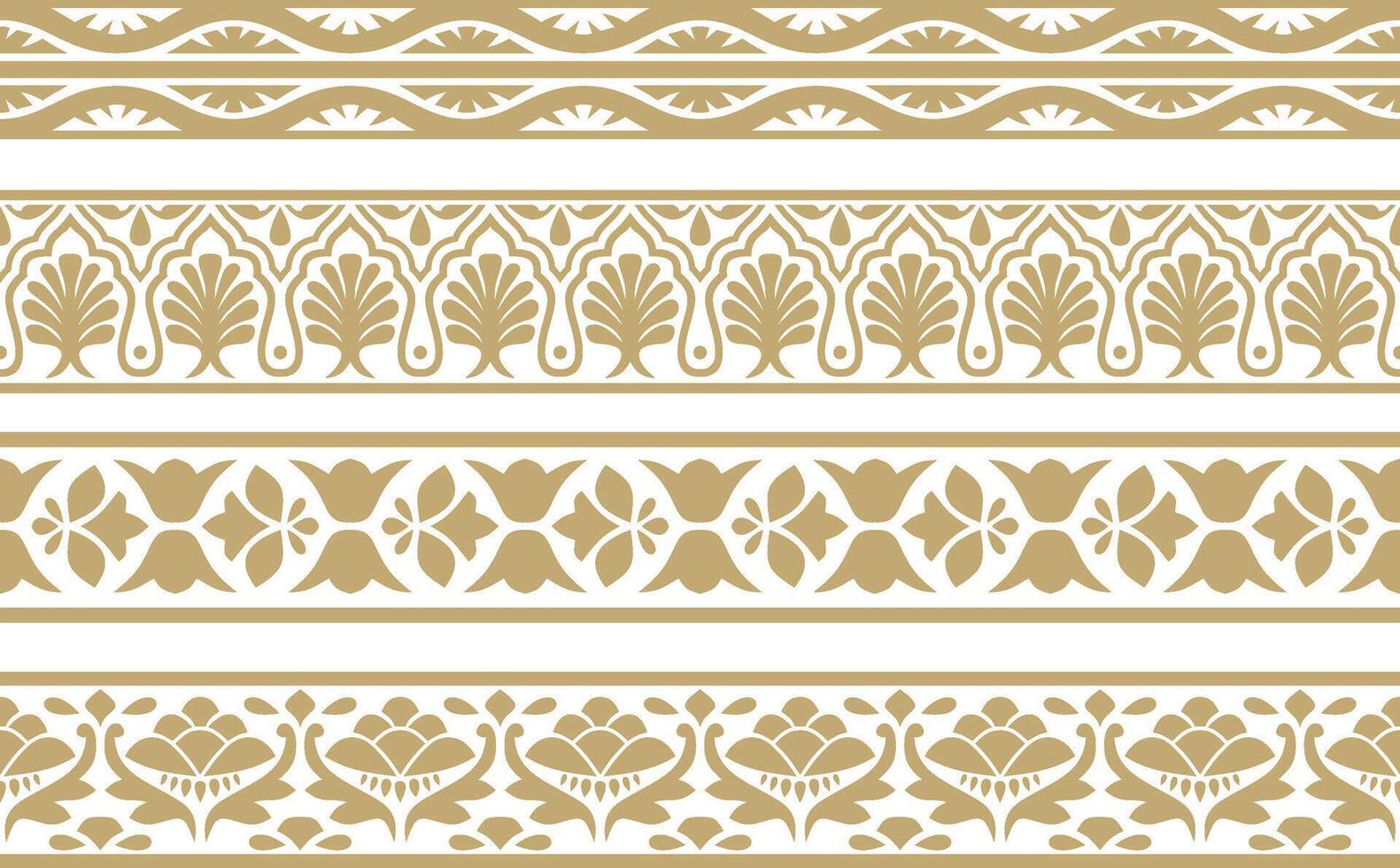gold seamless national Indian ornament. endless border, ethnic hindu frame. Mumbai vector