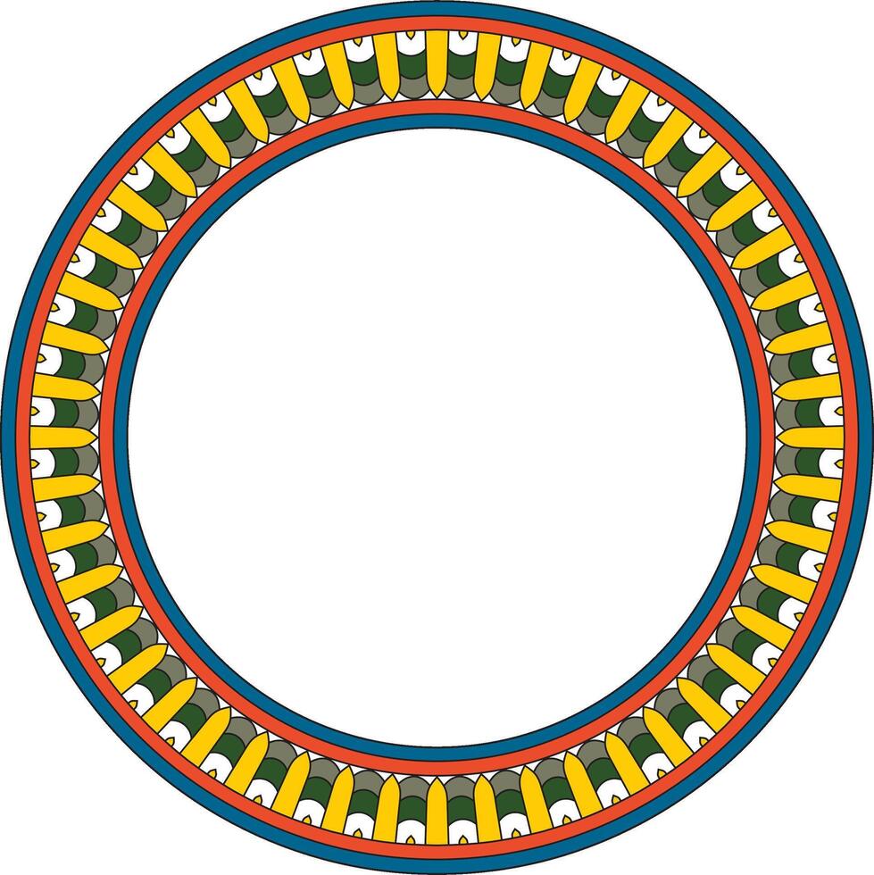 colored round Egyptian ornament. Circle, frame, ring of ancient Egypt.Pattern of lotus flowers and sun vector