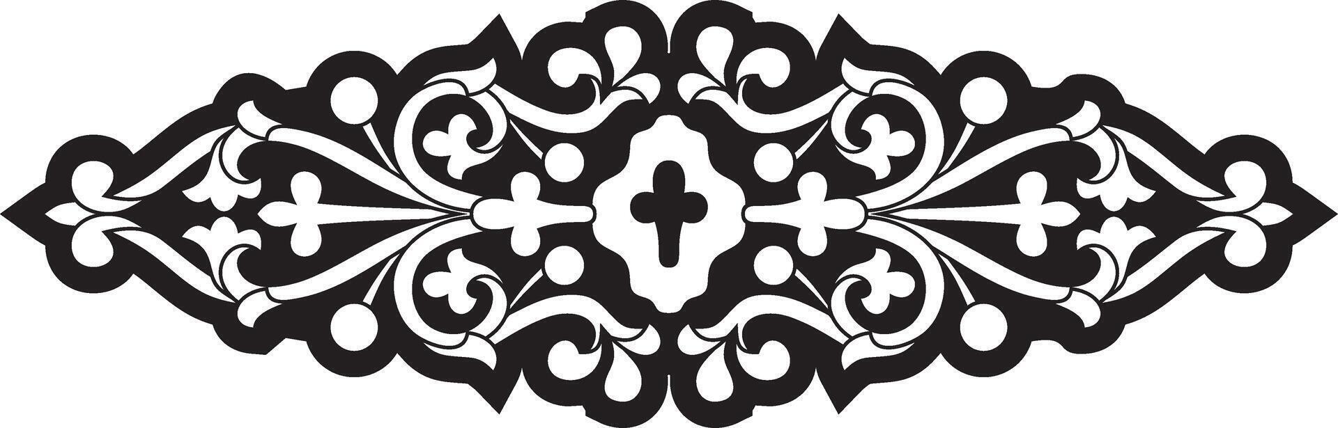 black monochrome gothic ornament. Medieval European silhouette, drawing. Classic pattern of the Germans, Angles, Saxons, Franks. vector
