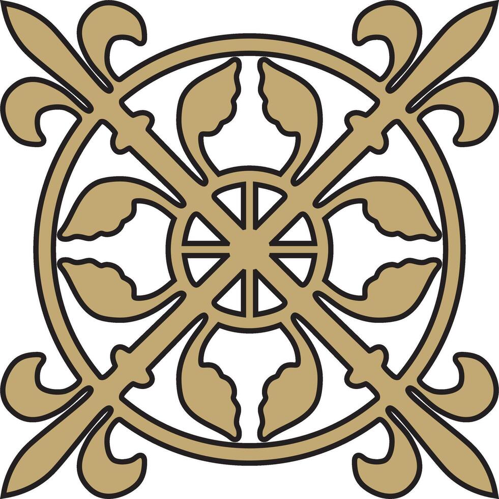 gold with black gothic ornament. Medieval European art. Traditional patterns of Catholic cathedrals. vector