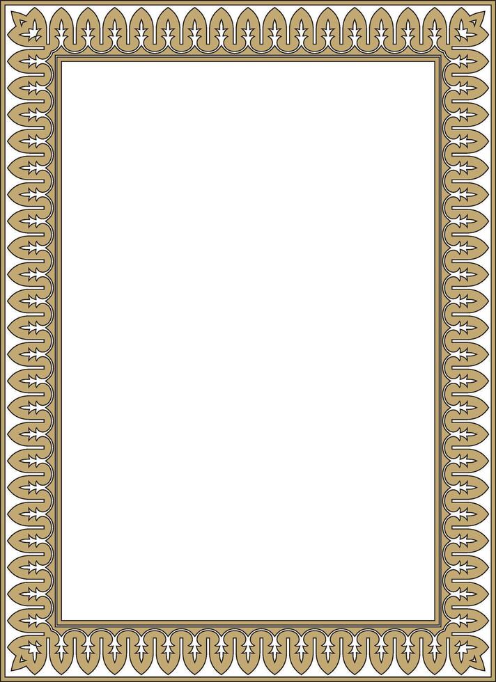 square gold with black national Persian ornament. Rectangle, frame, border, ethnic pattern of the peoples of Iran, Iraq, Tajikistan vector