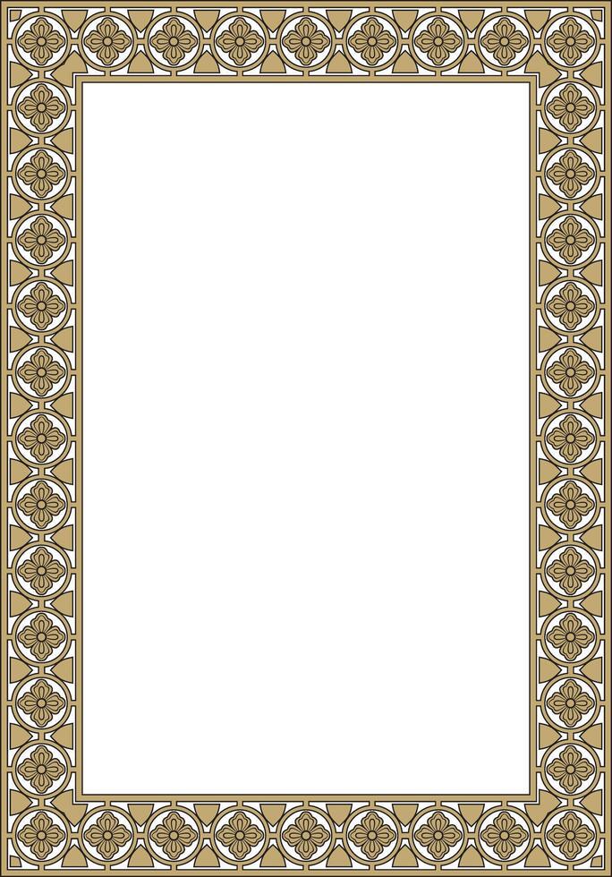 black and gold square gothic ornament. Medieval European rectangle, border. Classic pattern of the Germans, Angles, Saxons, Franks. vector