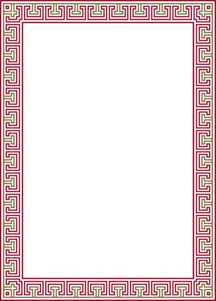 colored classic Greek square ornament. Rectangle of Ancient Greece and Roman Empire. Byzantine painting of walls, floors and ceilings. Decoration of European palaces. vector