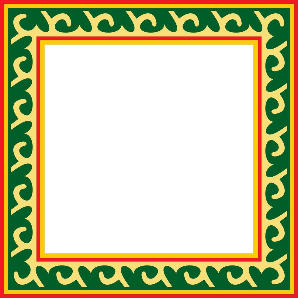 colored square Kazakh national ornament. Ethnic pattern of the Great Steppe, Mongols, Kyrgyz, Kalmyks, Buryats. Square frame border. vector
