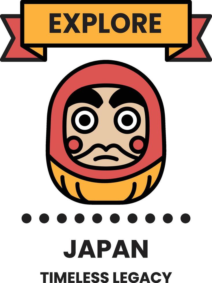 The image is of a Japanese figure with a red and yellow face vector