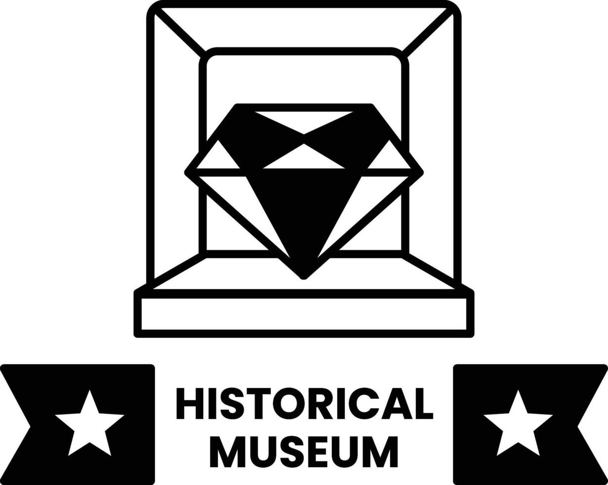 A diamond is displayed in a glass case with a carpet vector