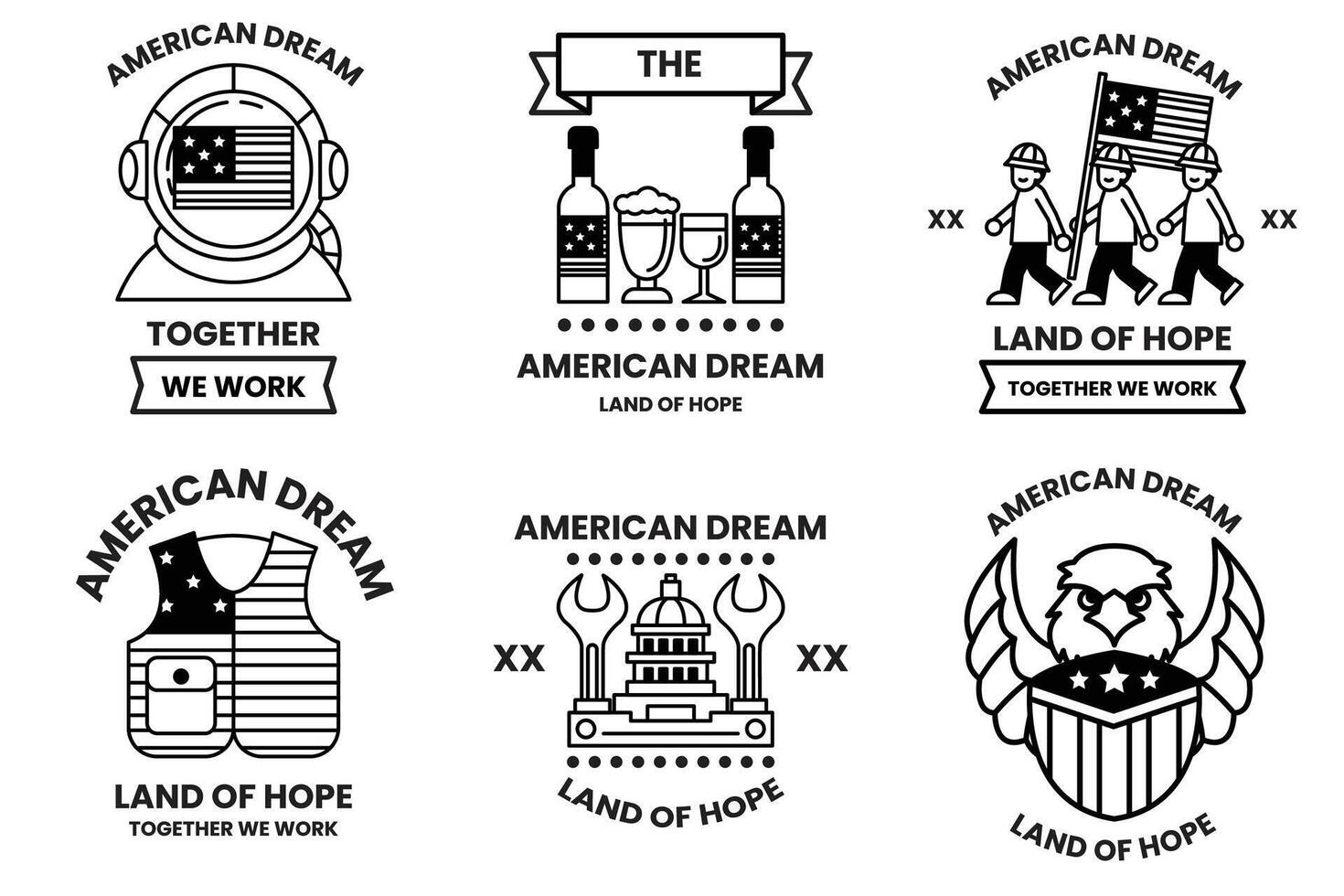 A set of different American dream badges vector