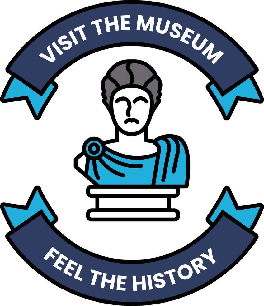 A blue and white logo for a museum vector